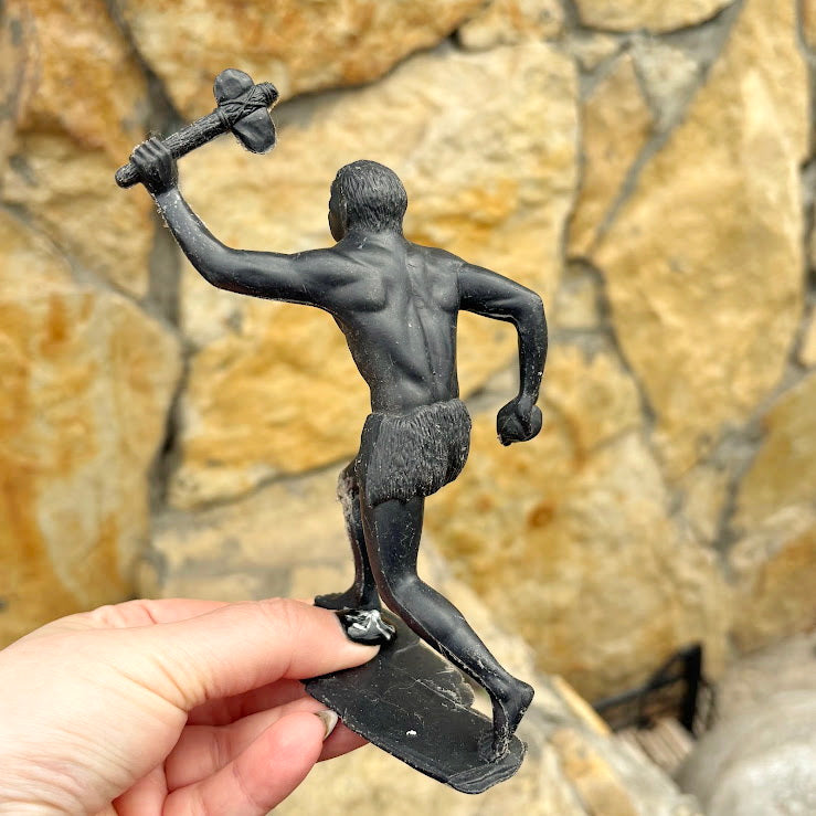 Vintage USSR Caveman Figurine 17 cm – Prehistoric Plastic Toy – Stone Axe Figure – 1970s Soviet Collectible