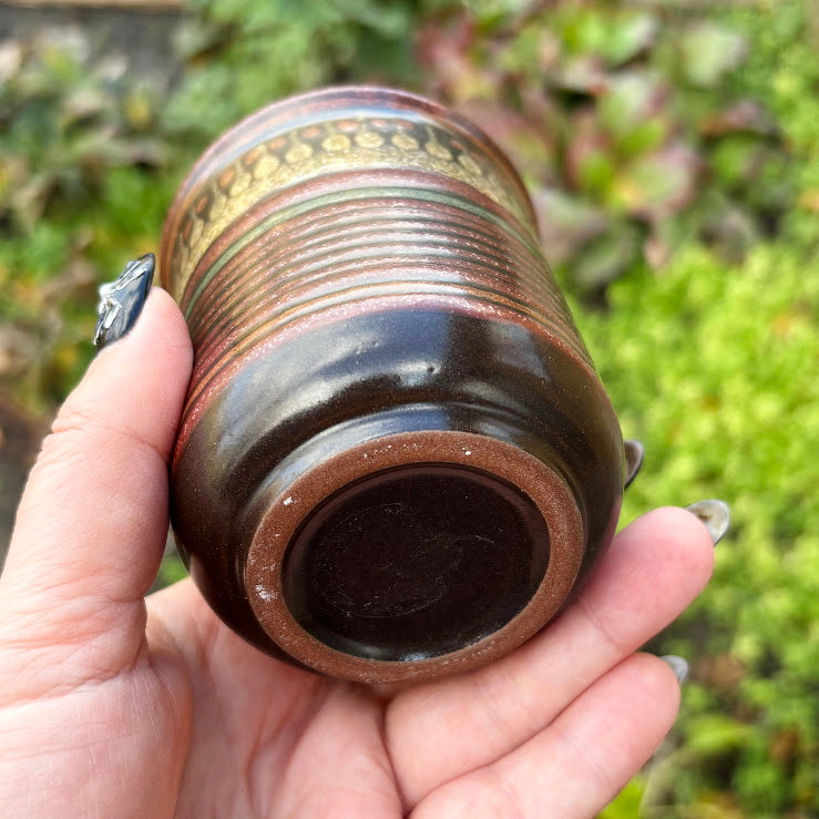 Vintage German Ceramic Cups – Textured Handcrafted Pottery Tumblers – Rustic Boho Drinkware Set – 1970s Artisan Stoneware