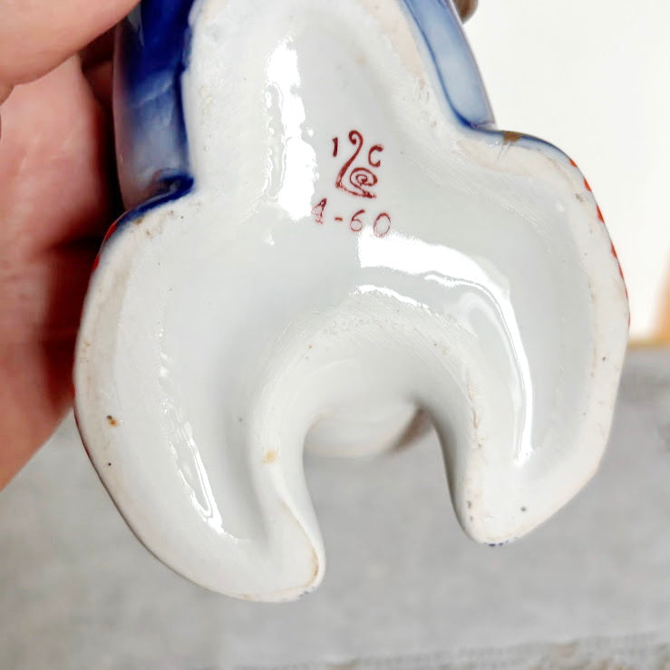 Vintage Soviet “Carp Family” Porcelain Decanter Set, Blue Fish Shaped Pitcher with 4 Shot Cups, USSR Folk Art Collectible