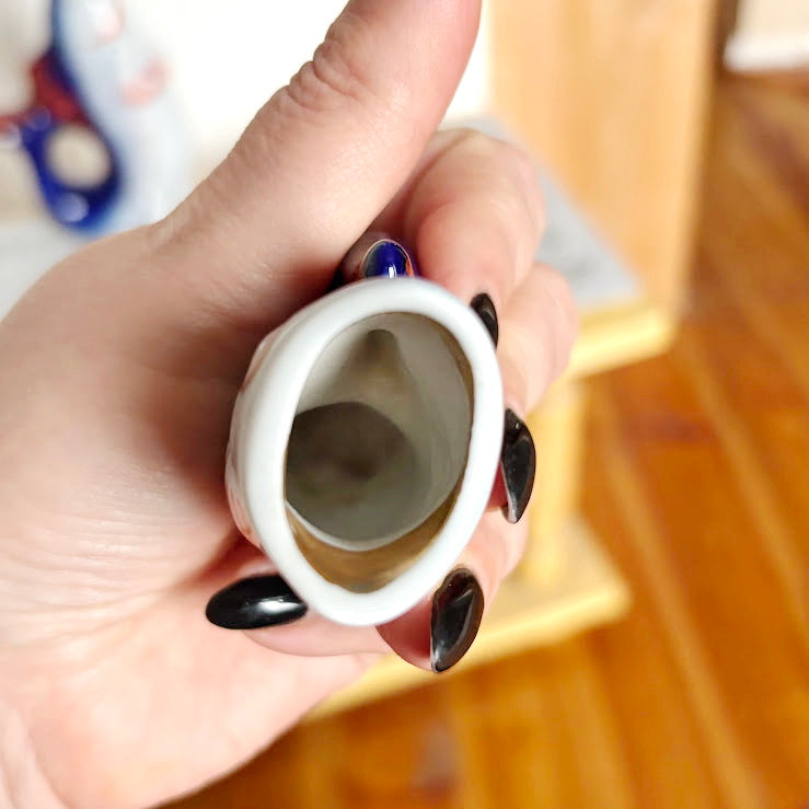 Vintage Soviet “Carp Family” Porcelain Decanter Set, Blue Fish Shaped Pitcher with 4 Shot Cups, USSR Folk Art Collectible