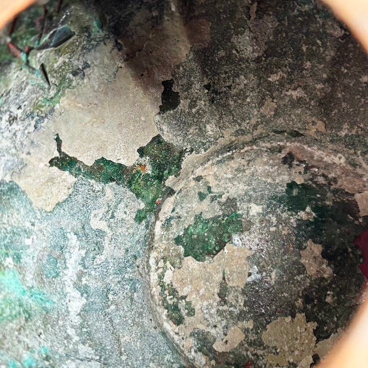 Antique Copper Pouring Can Garden Decor | Rustic Outdoor Decorative Object with Spout | Aged Patina Metal Accent