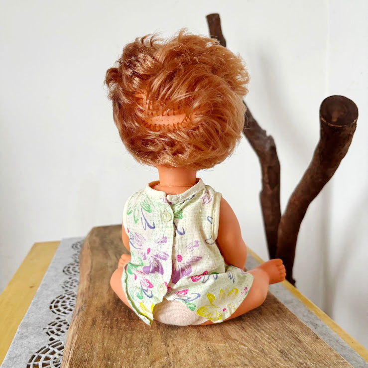 Vintage USSR Sleep-Eye Doll, 31cm (12.2 in) Hard Plastic Doll with Original Outfit, Collectible Retro Toy, Brown Hair & Closing Eyes
