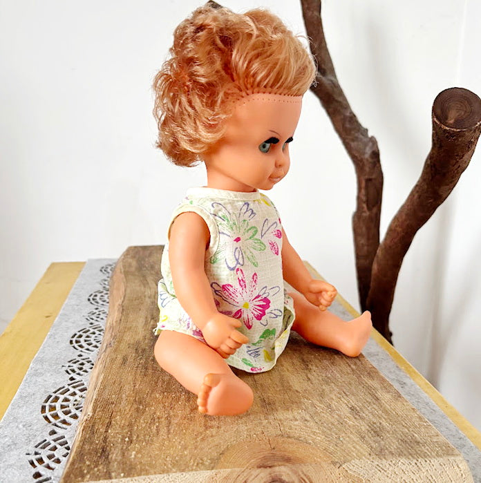 Vintage USSR Sleep-Eye Doll, 31cm (12.2 in) Hard Plastic Doll with Original Outfit, Collectible Retro Toy, Brown Hair & Closing Eyes