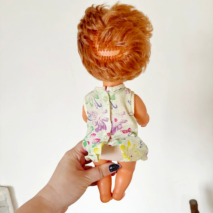 Vintage USSR Sleep-Eye Doll, 31cm (12.2 in) Hard Plastic Doll with Original Outfit, Collectible Retro Toy, Brown Hair & Closing Eyes