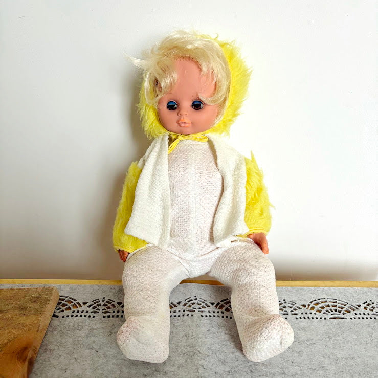 Vintage Soviet Era Doll 44 cm, Original Clothing, Blonde Hair, Hand-Painted Face, 1970s–1980s Collectible Toy
