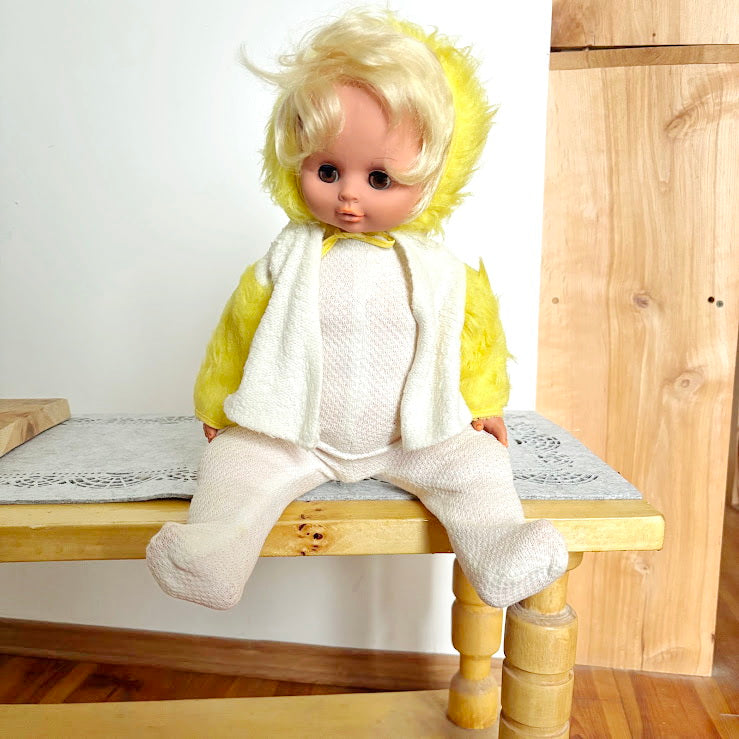 Vintage Soviet Era Doll 44 cm, Original Clothing, Blonde Hair, Hand-Painted Face, 1970s–1980s Collectible Toy