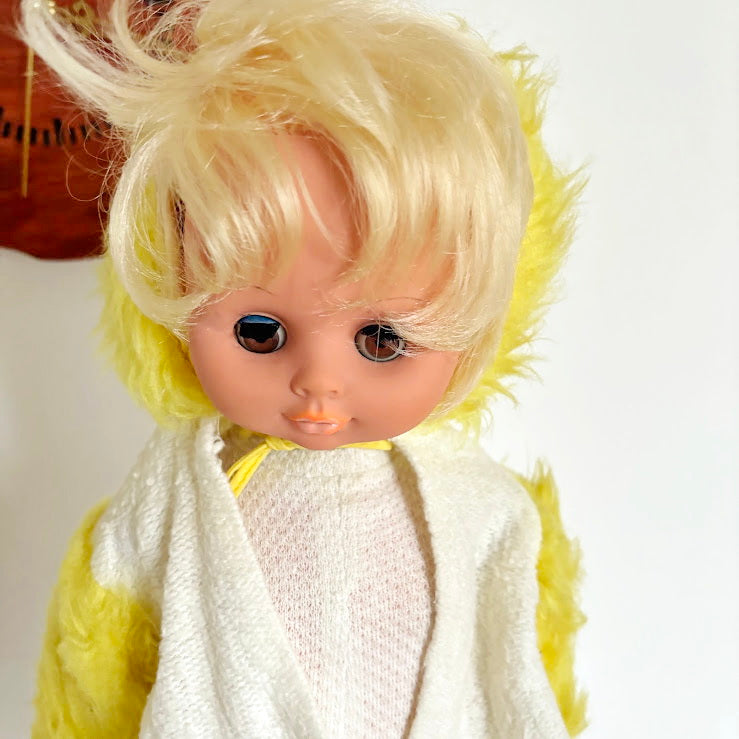 Vintage Soviet Era Doll 44 cm, Original Clothing, Blonde Hair, Hand-Painted Face, 1970s–1980s Collectible Toy