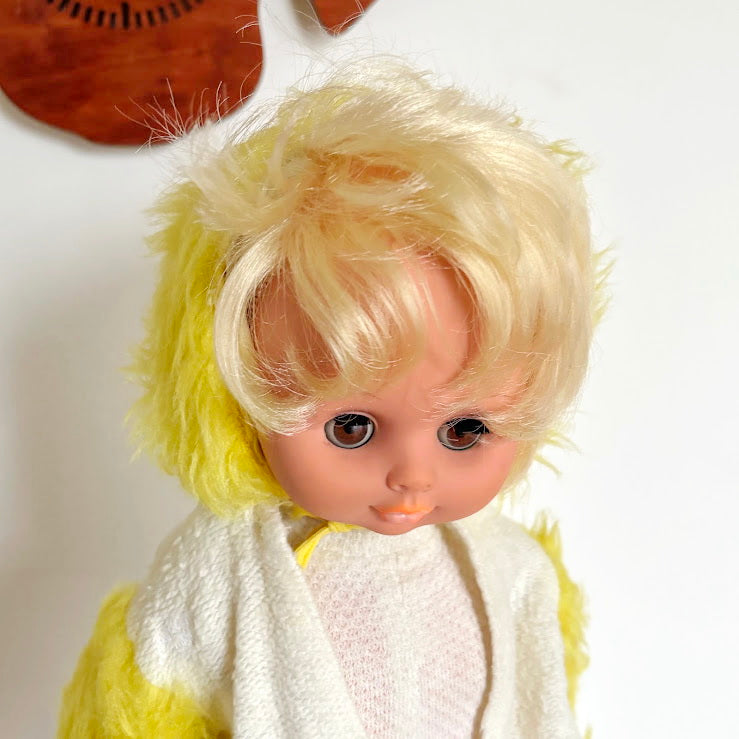 Vintage Soviet Era Doll 44 cm, Original Clothing, Blonde Hair, Hand-Painted Face, 1970s–1980s Collectible Toy