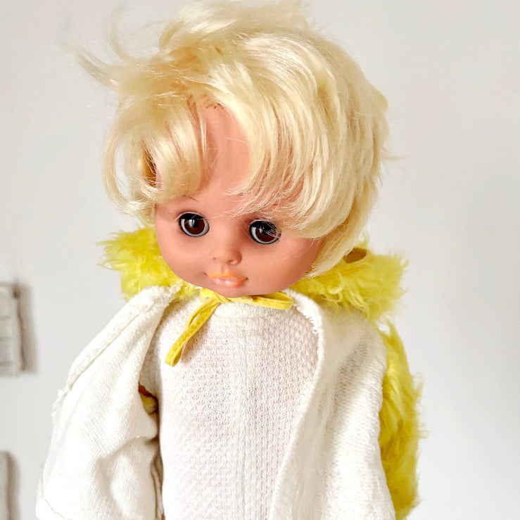Vintage Soviet Era Doll 44 cm, Original Clothing, Blonde Hair, Hand-Painted Face, 1970s–1980s Collectible Toy