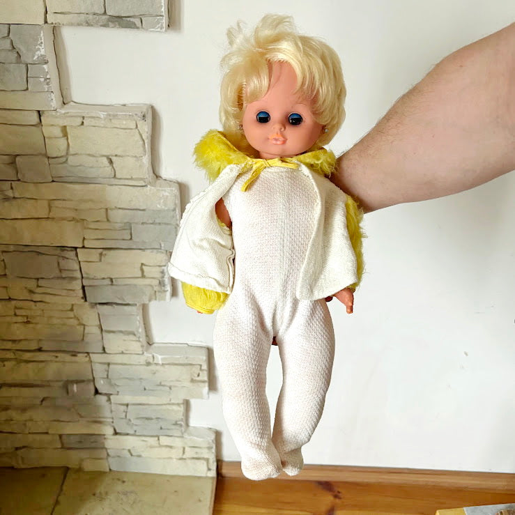 Vintage Soviet Era Doll 44 cm, Original Clothing, Blonde Hair, Hand-Painted Face, 1970s–1980s Collectible Toy