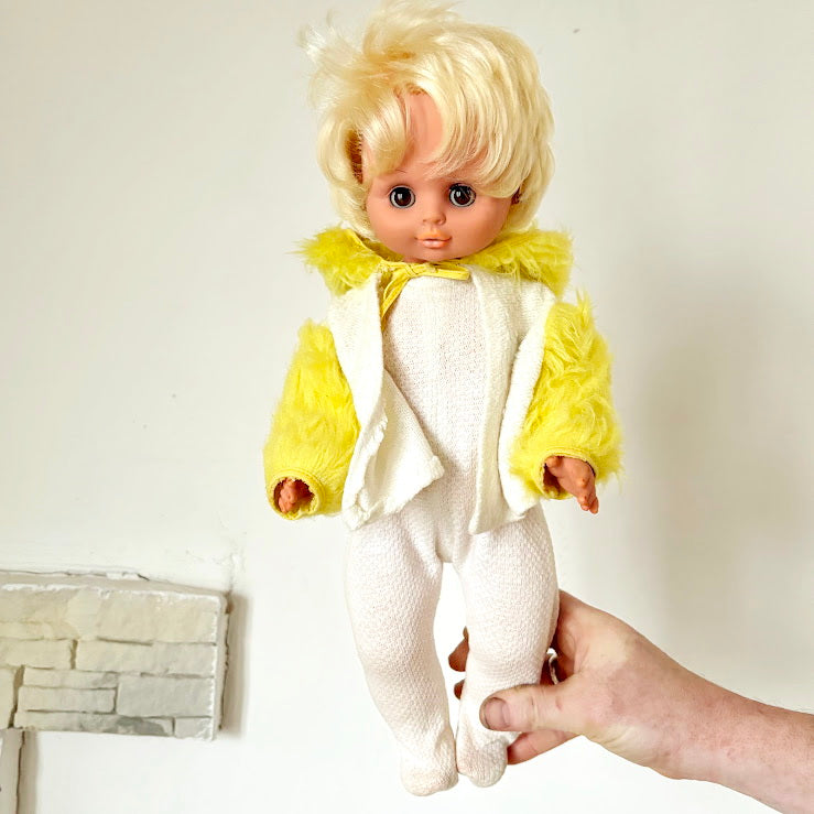 Vintage Soviet Era Doll 44 cm, Original Clothing, Blonde Hair, Hand-Painted Face, 1970s–1980s Collectible Toy