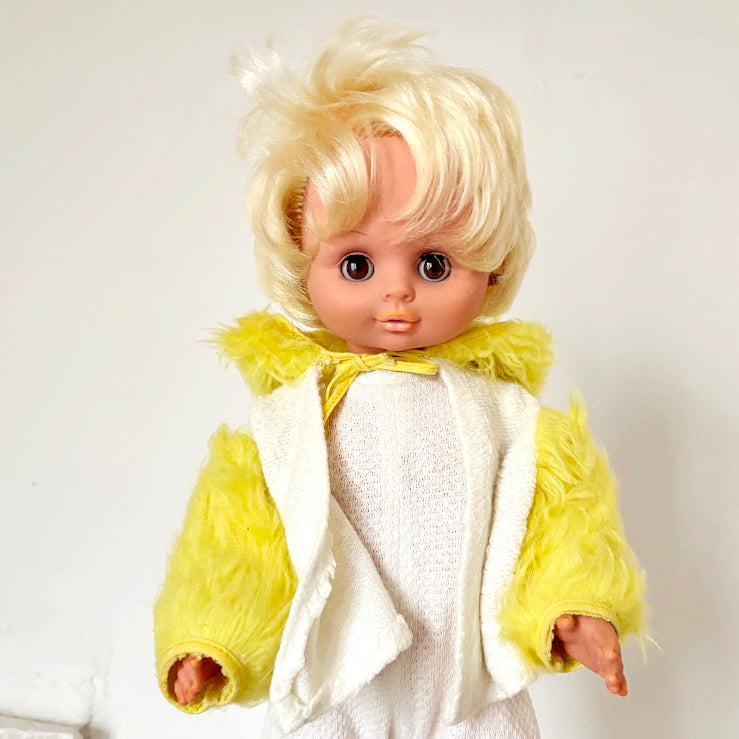 Vintage Soviet Era Doll 44 cm, Original Clothing, Blonde Hair, Hand-Painted Face, 1970s–1980s Collectible Toy