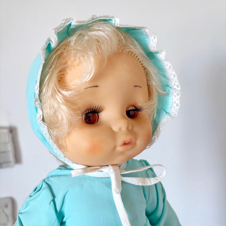 Vintage Soviet Baby Doll Pupsik with Original Outfit, 41 cm, 1970s–1980s Collectible