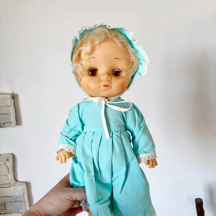 Vintage Soviet Baby Doll Pupsik with Original Outfit, 41 cm, 1970s–1980s Collectible