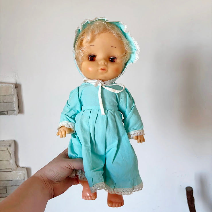 Vintage Soviet Baby Doll Pupsik with Original Outfit, 41 cm, 1970s–1980s Collectible