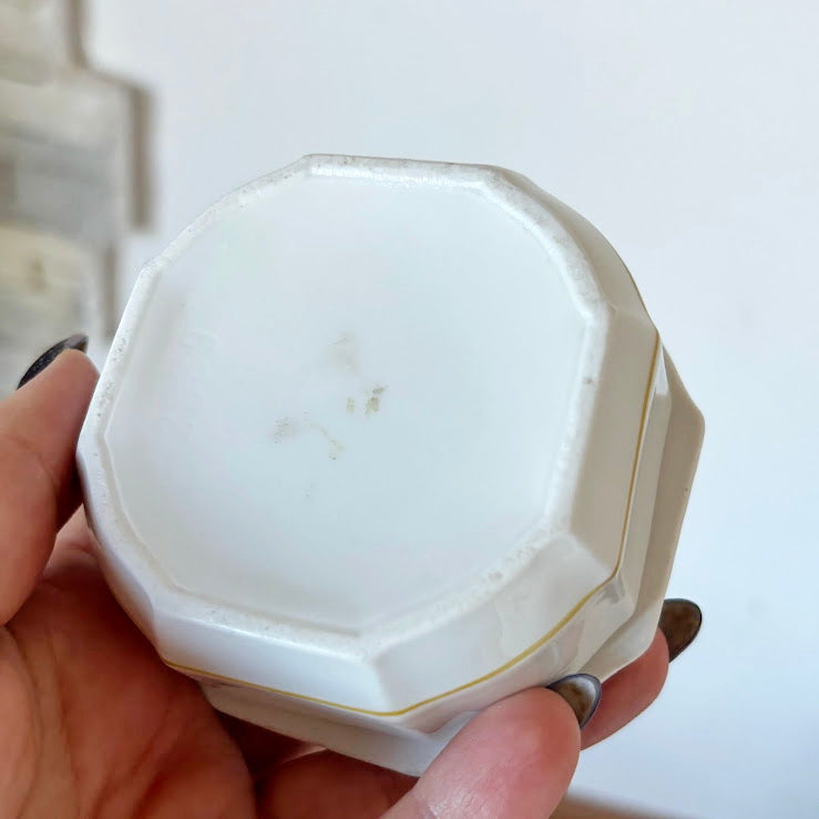Vintage German Porcelain Trinket Box Octagonal Hainichen City Crest Collectible - 1970s