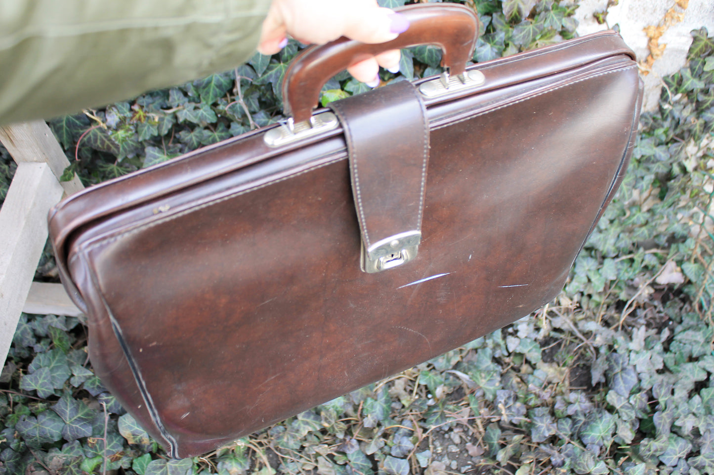 Vintage Soviet busines Bag - Suitcase - Classic Male Original Leather bag USSR - 1970s