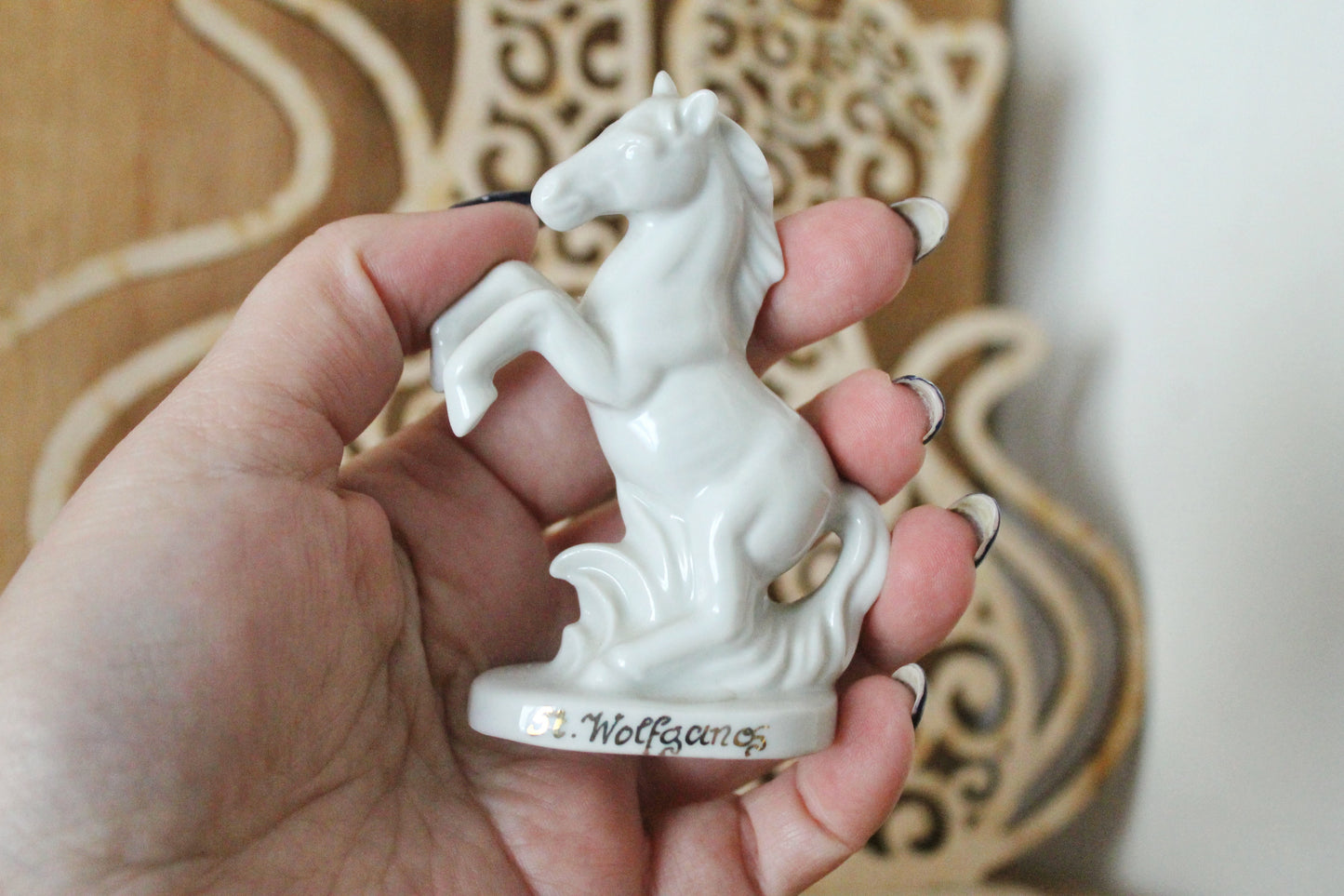 Vintage White horse St Wolfgang Porcelain Figurine 3.5 inches - Austria - 1980s