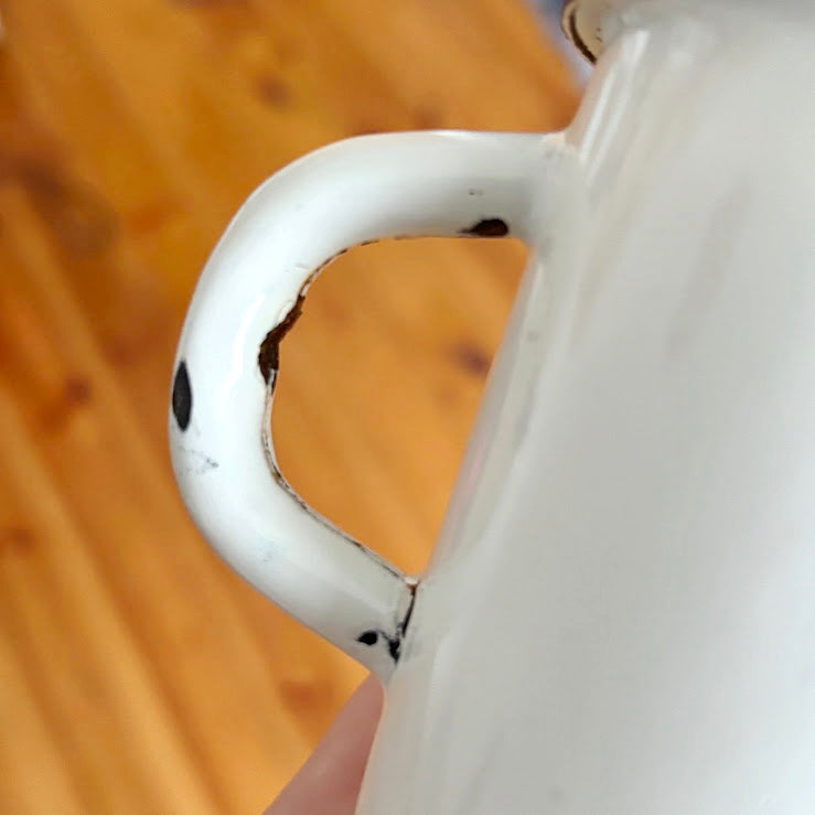 Vintage Enamel Children Mug with Hedgehog Illustration Soviet Era 1970-80s