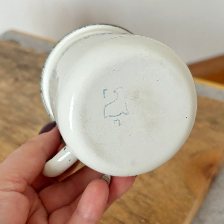 Vintage Enamel Children Mug with Hedgehog Illustration Soviet Era 1970-80s