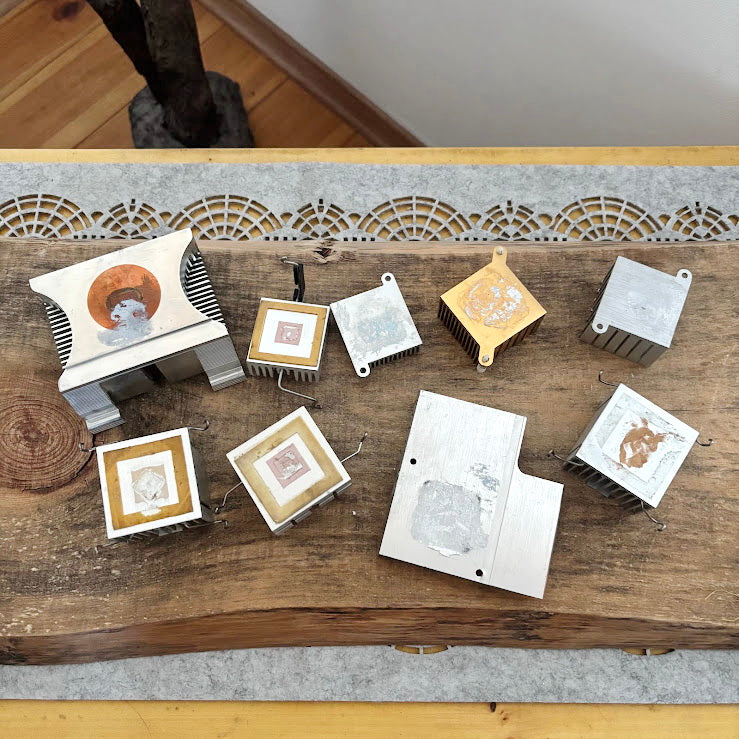 Vintage Computer Heatsink Lot of 9 Aluminum Chipset VRM GPU Cooling Radiators DIY Art Parts