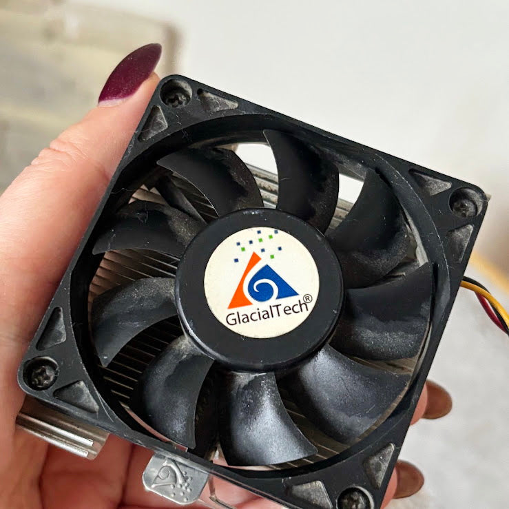 GlacialTech CPU Cooling Fan With Heatsink Vintage PC Part – Computer Cooler Assembly – Hardware Component for Repair or DIY Projects