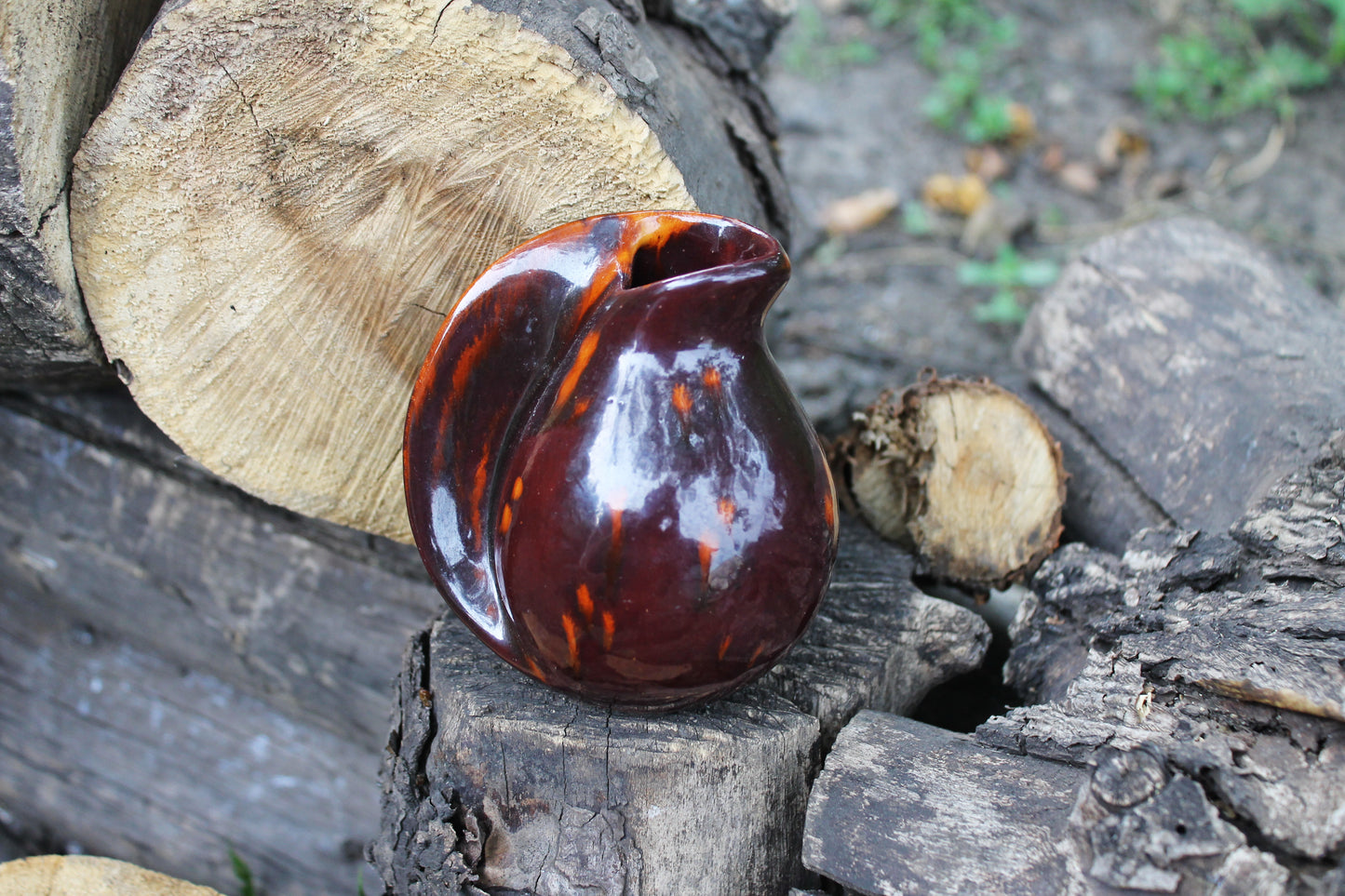 Vintage Brown small Ceramic Vase - 1970s - made in USSR