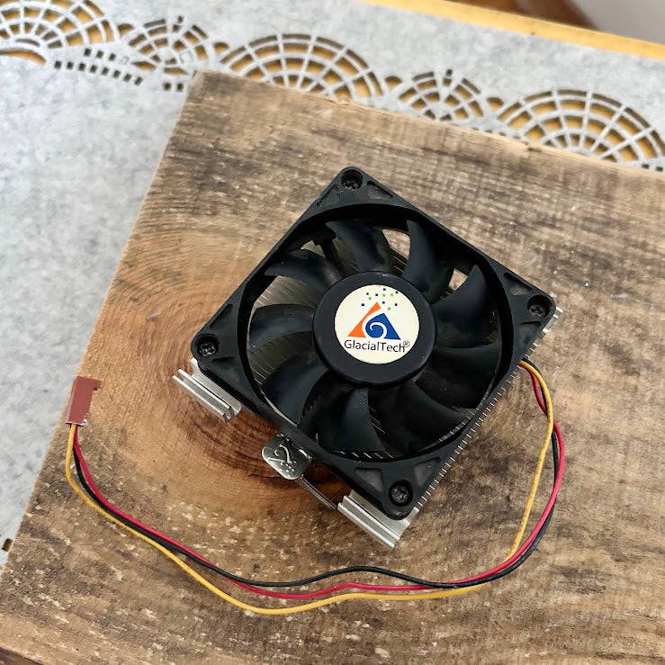 GlacialTech CPU Cooling Fan With Heatsink Vintage PC Part – Computer Cooler Assembly – Hardware Component for Repair or DIY Projects