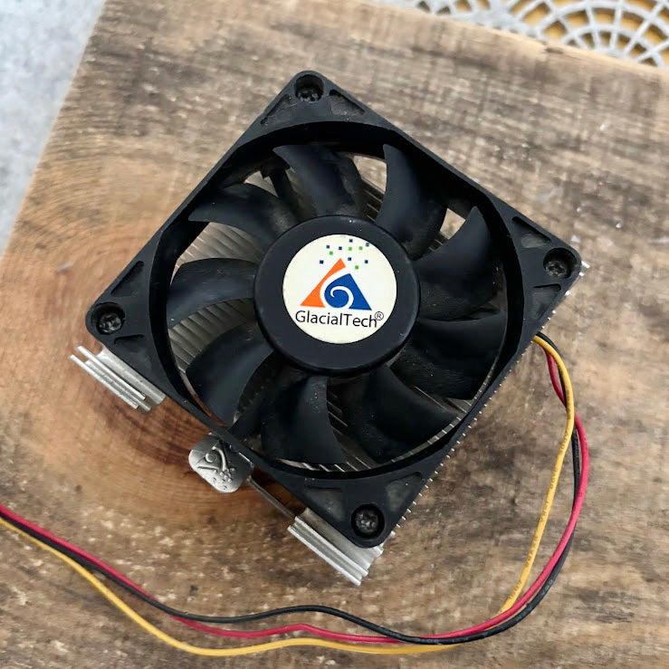 GlacialTech CPU Cooling Fan With Heatsink Vintage PC Part – Computer Cooler Assembly – Hardware Component for Repair or DIY Projects