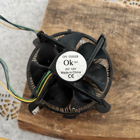 Vintage CPU Cooling Fan with Aluminum Heatsink OK TET dc 12V | Computer Hardware Parts | Industrial Electronics Decor - untested
