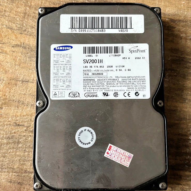 Vintage Samsung SV2001H 20GB IDE Hard Drive 2002 SpinPoint Internal HDD Retro PC Component Untested