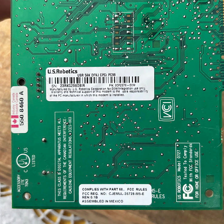 Vintage 3Com PCI Voice Telephony Sound Card Internal PC Expansion Board Late 1990s Early 2000s Untested