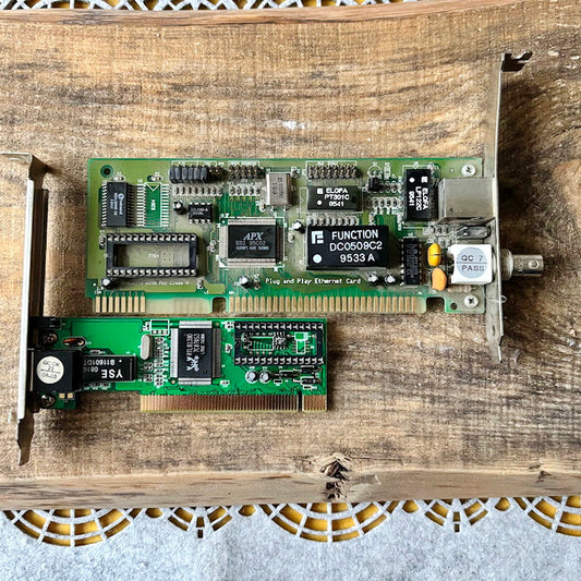 Vintage ISA Ethernet Network Cards Set 10Mbps Plug and Play LAN Adapters Mid 1990s Retro PC Expansion Boards Untested