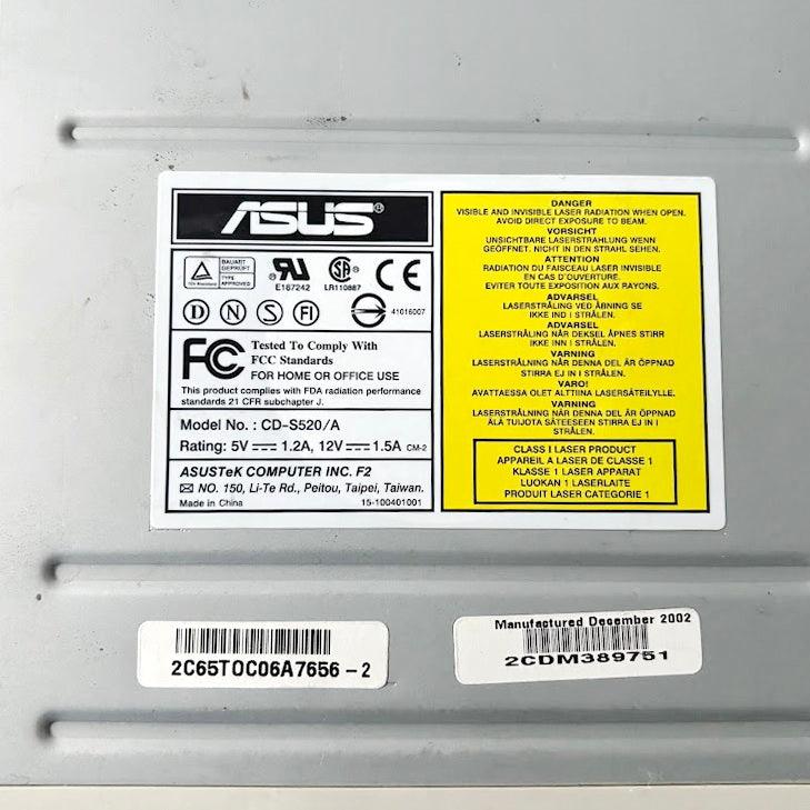 Vintage ASUS CD-S520/A cd-rom Drive 2002 Internal Desktop Optical Drive Retro PC Hardware Untested