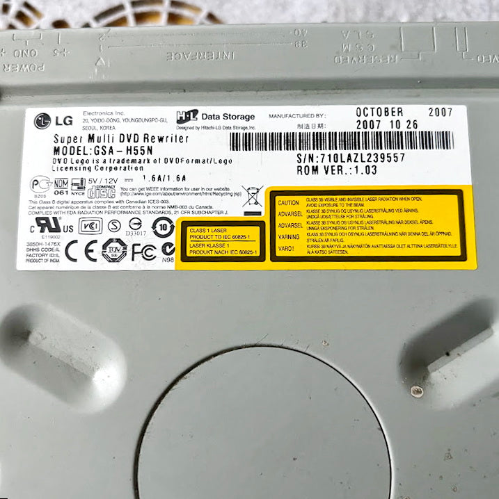 LG Super Multi DVD Rewriter GSA-H55N 2007 Internal Optical Drive ide Desktop pc Untested Vintage Hardware