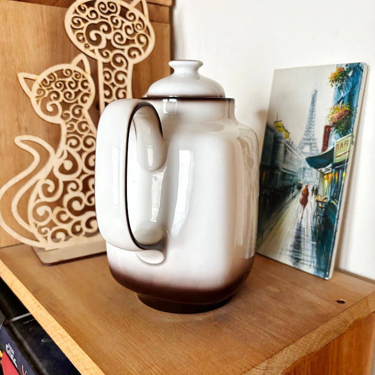 Vintage Winterling Bavaria Porcelain Coffee Pot Marktleuthen Germany Elegant Brown Ombre Mid Century Tea Server