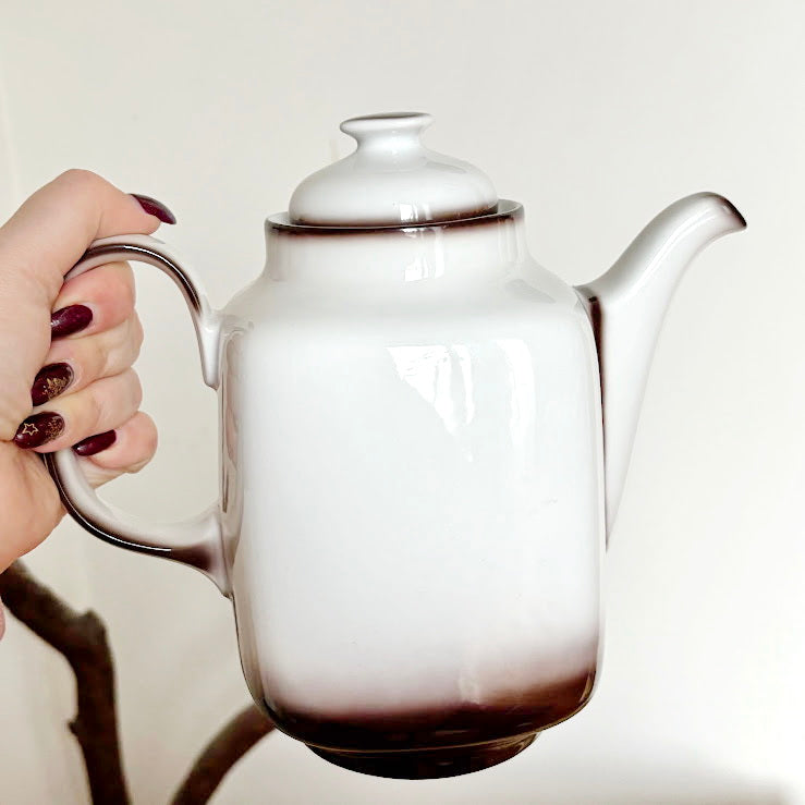 Vintage Winterling Bavaria Porcelain Coffee Pot Marktleuthen Germany Elegant Brown Ombre Mid Century Tea Server