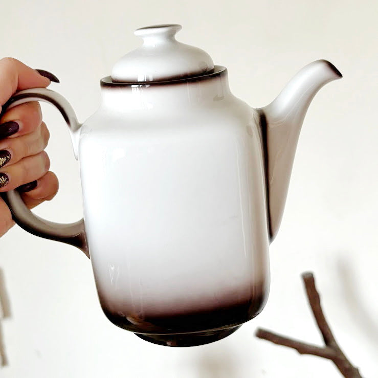 Vintage Winterling Bavaria Porcelain Coffee Pot Marktleuthen Germany Elegant Brown Ombre Mid Century Tea Server