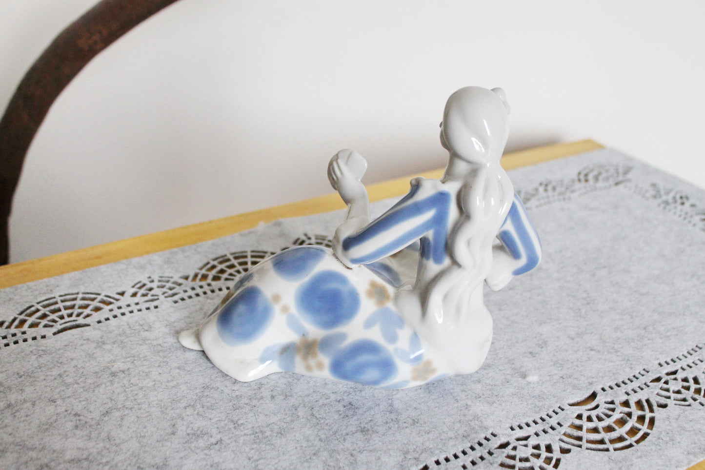 Vintage USSR porcelain figurine  - "A Dancer girl with a fan" - Souvenir Statuette - Ukrainian style - 1970s