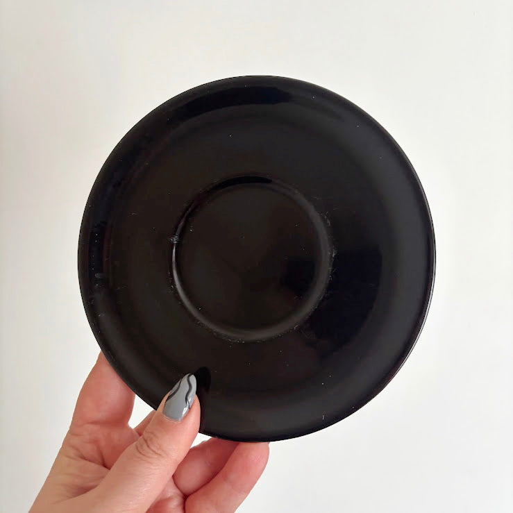 Black Cappuccino Cups and Saucers Set of 2 Heavy Ceramic Coffee Set Mid 2000s Modern Minimalist Germany