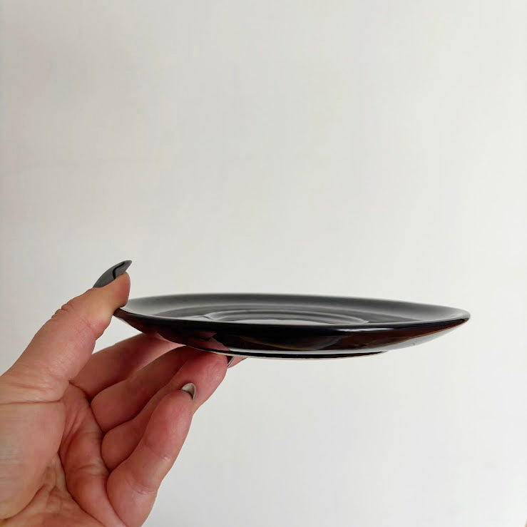 Black Cappuccino Cups and Saucers Set of 2 Heavy Ceramic Coffee Set Mid 2000s Modern Minimalist Germany