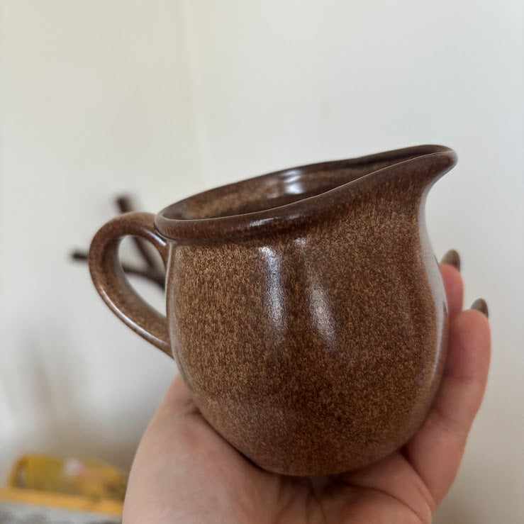 Vintage Winterling Bavaria Stoneware Set, Brown Speckled Tea Coffee Set 9pc, Mid-Century Modern German Pottery