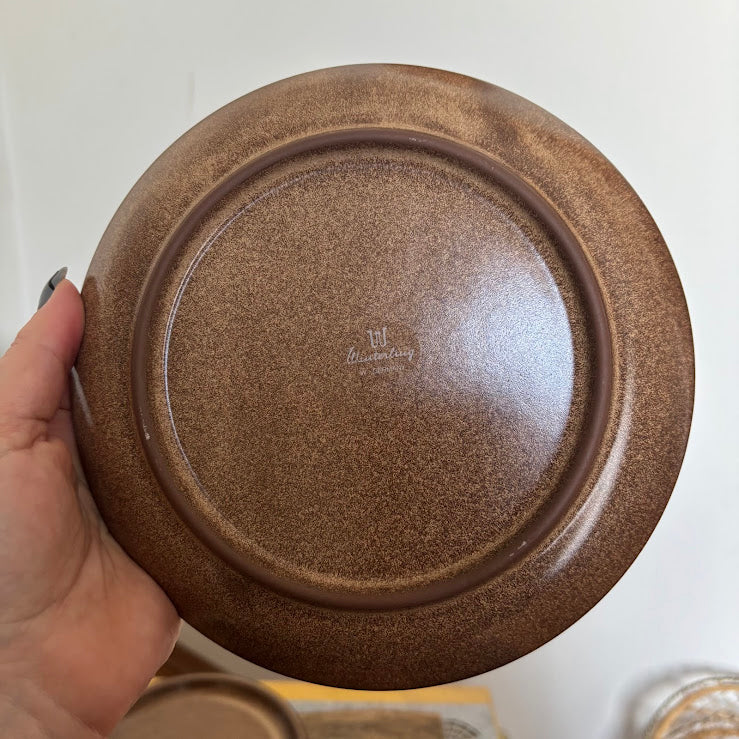 Vintage Winterling Bavaria Stoneware Set, Brown Speckled Tea Coffee Set 9pc, Mid-Century Modern German Pottery