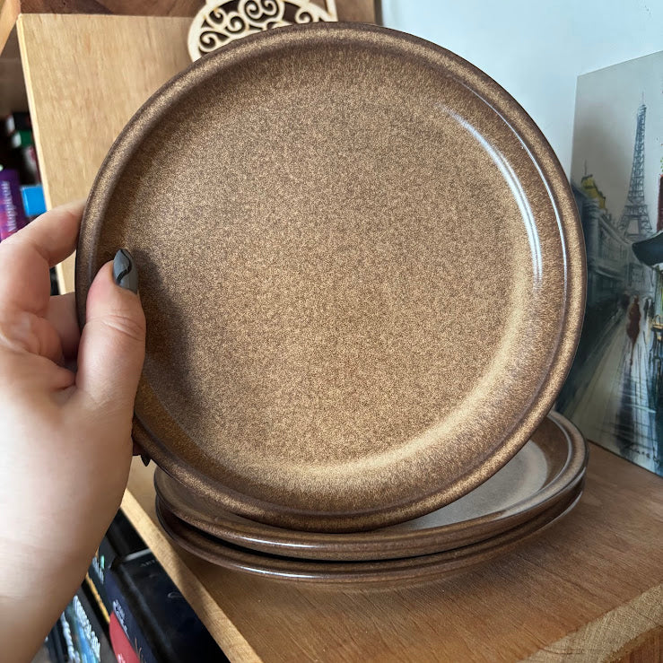 Vintage Winterling Bavaria Stoneware Set, Brown Speckled Tea Coffee Set 9pc, Mid-Century Modern German Pottery