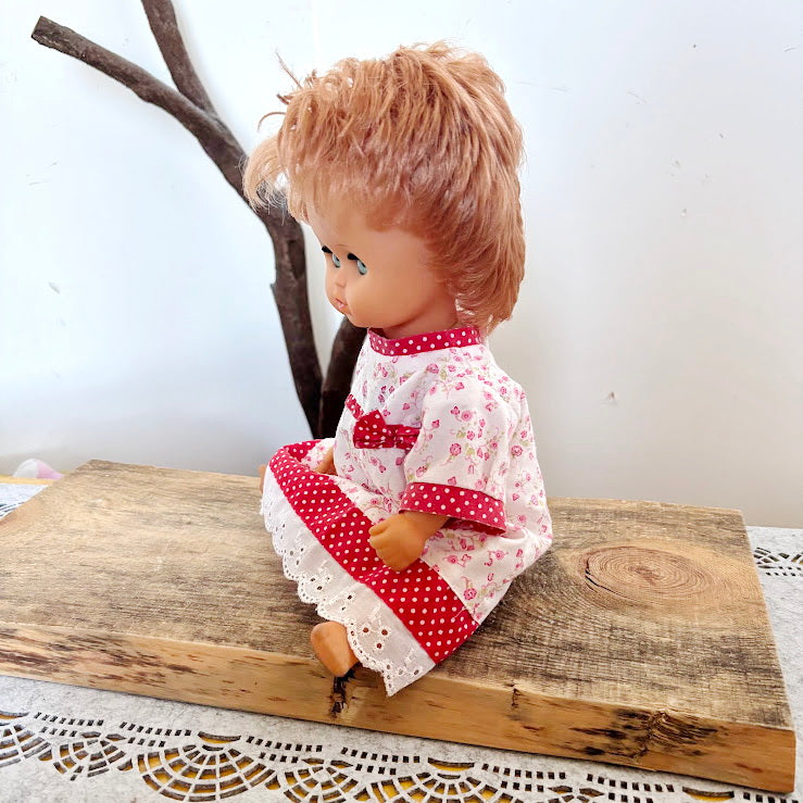 Vintage GDR Doll 14", Rauenstein Style East German Toy, Sleeping Eyes, 36cm, 1970s Retro Collectible, Mid-Century European Doll