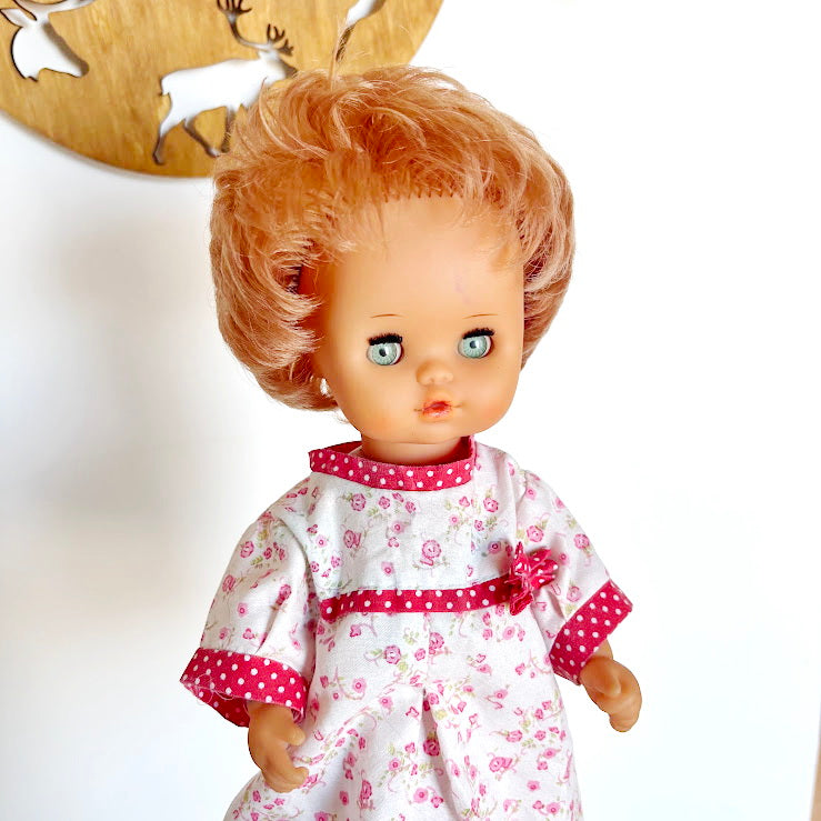 Vintage GDR Doll 14", Rauenstein Style East German Toy, Sleeping Eyes, 36cm, 1970s Retro Collectible, Mid-Century European Doll