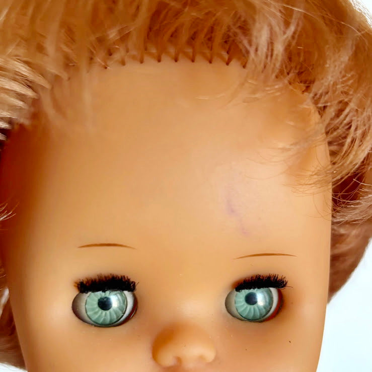 Vintage GDR Doll 14", Rauenstein Style East German Toy, Sleeping Eyes, 36cm, 1970s Retro Collectible, Mid-Century European Doll