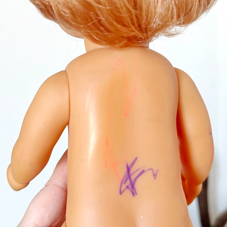 Vintage GDR Doll 14", Rauenstein Style East German Toy, Sleeping Eyes, 36cm, 1970s Retro Collectible, Mid-Century European Doll