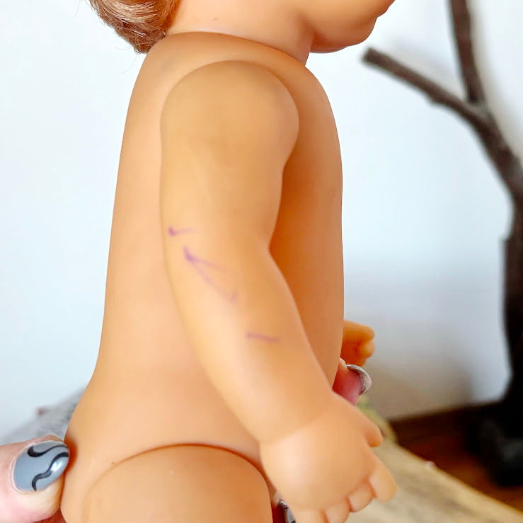 Vintage GDR Doll 14", Rauenstein Style East German Toy, Sleeping Eyes, 36cm, 1970s Retro Collectible, Mid-Century European Doll