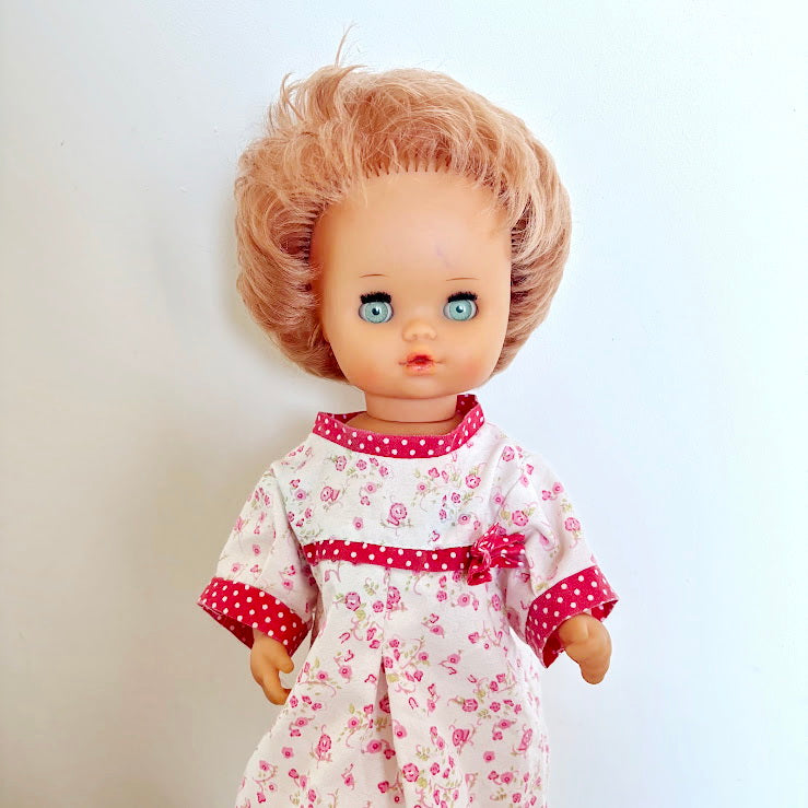 Vintage GDR Doll 14", Rauenstein Style East German Toy, Sleeping Eyes, 36cm, 1970s Retro Collectible, Mid-Century European Doll
